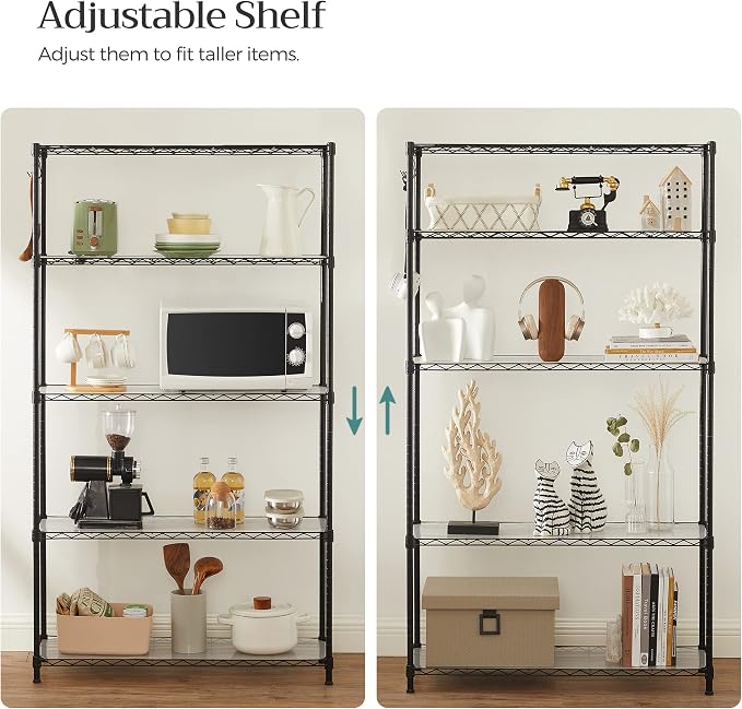 SONGMICS 5-Tier Storage Shelves, Wire Shelving Unit, Kitchen Metal Shelves - Image 7