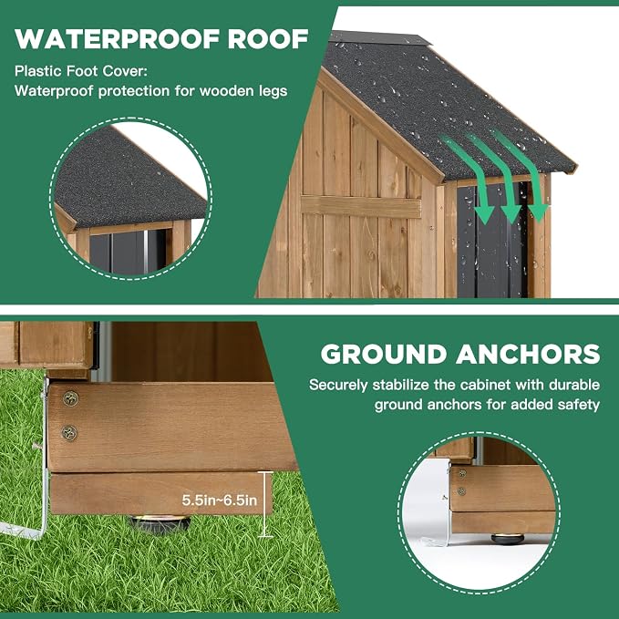Ketive Outdoor Storage Cabinet, Wood & Metal Storage Shed - Image 3