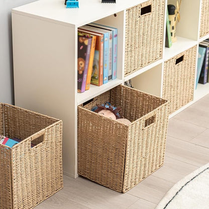 Handwoven Paper Woven Cube Basket Organizer - Image 3