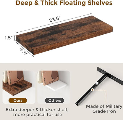 24 Inch Floating Shelves for Wall 2 Pack for Bedroom|Kitchen|Bathroom, Wall - Image 3