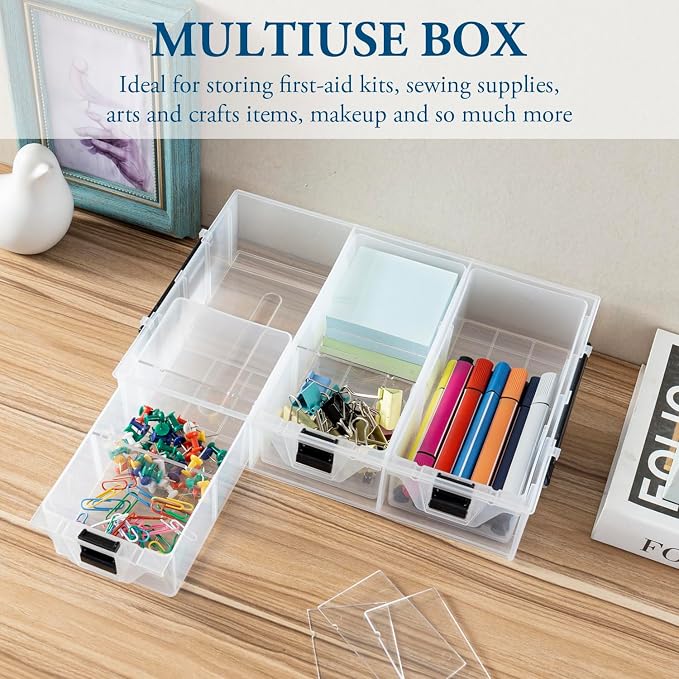 MyGift Single Add-on Tray for 11 Inch Clear Arts and Crafts Stackable Storage - Image 4