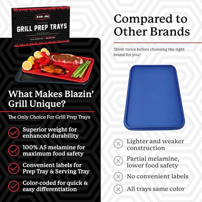 BLAZIN' GRILL Prep and Serve Trays | Set of 2 Stackable, Melamine Trays | - Image 4