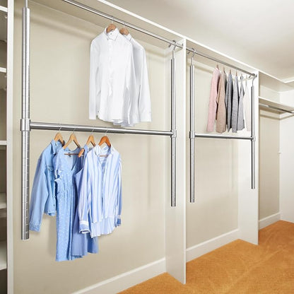 Simple Houseware Adjustable Closet Hanging Rod, Chrome - Image 4