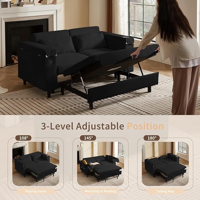 hansones 66" Multi-Functional Pull-Out Sofa Bed - Image 7