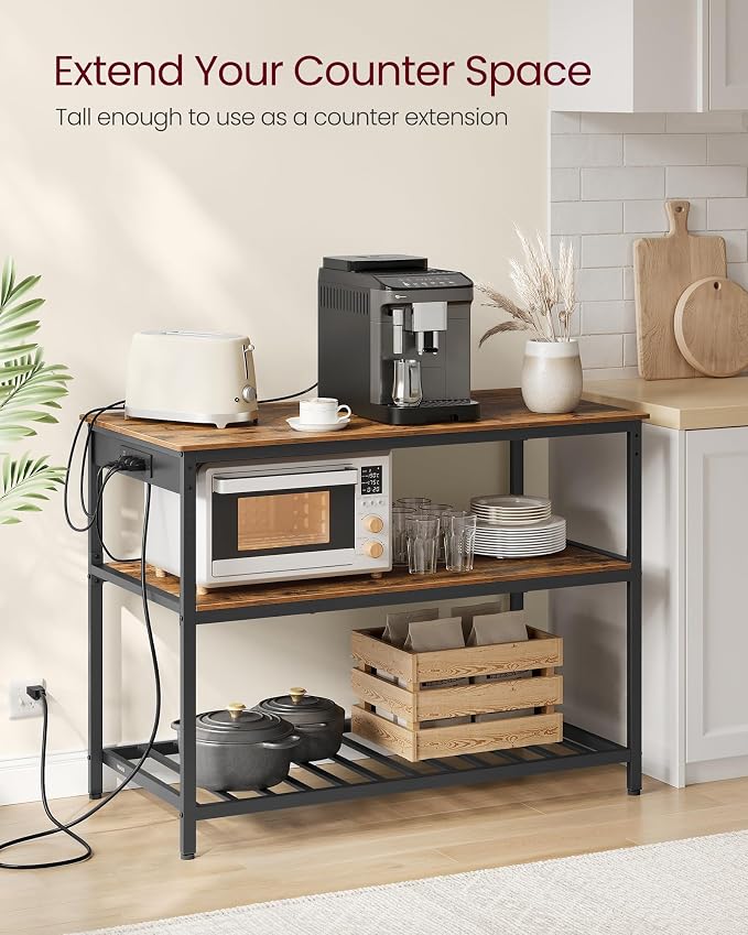 VASAGLE Kitchen Island with 3 Shelves, 47.2 Inches Width Kitchen Shelf with - Image 4