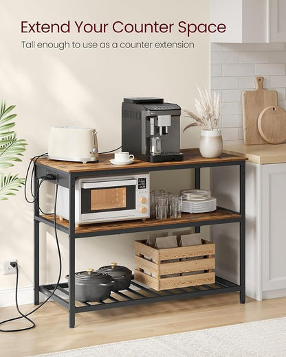 VASAGLE Kitchen Island with 3 Shelves, 47.2 Inches Width Kitchen Shelf with - Image 4