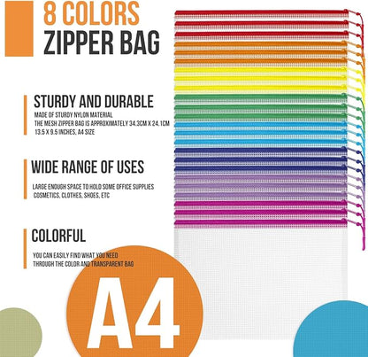 24pcs Mesh Zipper Pouch Bags Puzzle Storage Bags, A4 13x9 Inches Large Reusable - Image 7