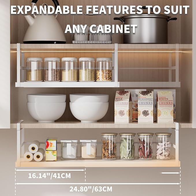 Finnhomy 2 Pack Under Cabinet Organizer, Pantry Organizers and Storage - Image 2