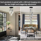 Bronze 5 Light Raindrop Chandeliers, Black Cluster Pendant Light Teardrop Dining Room Light Fixture Pendant Lights Kitchen Island, Hanging Ceiling Pendant Lighting for Entryway Living Room