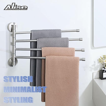 Alise 4 Arm Swivel Towel Rack, Swivel Towel Bar Brushed Nickel, 13.86 Inch | - Image 3