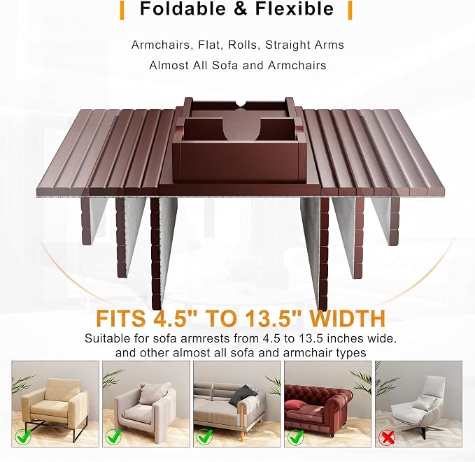 Bestjing Bamboo Couch Armrest Table - Image 4