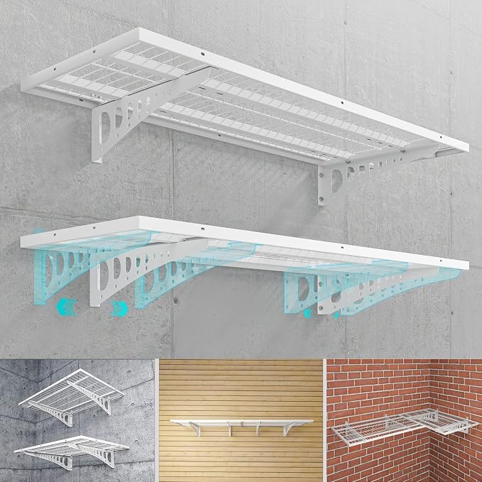 2-Pack 1.5×3.8ft Garage Wall Shelving, 18×45.6 inches Heavy Duty Wall Mounted by Dtrik