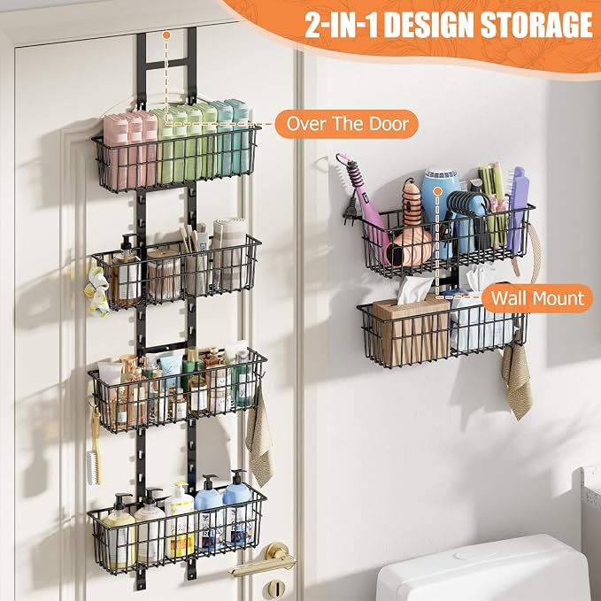 Hongtamoya Over The Door Organizer, Adjustable Hanging Door Organizer - Image 4