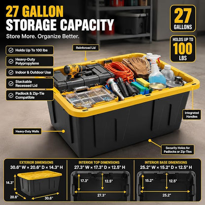 8 Pack 27 Gallon Heavy Duty Storage Totes - Image 3