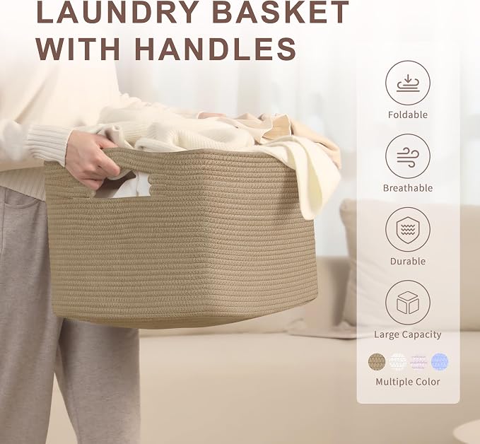 60L Small Wicker Laundry Basket - Image 4