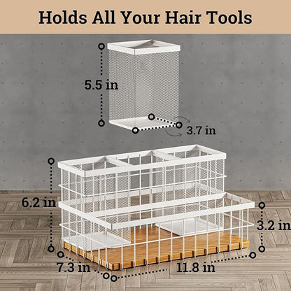 Hair Tool Organizer Countertop, Breathable Metal & Bamboo, Heat-Resistant | No - Image 6