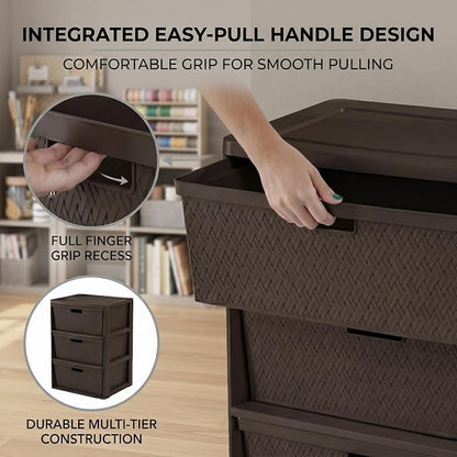 Wide 3-Drawer Plastic Storage Tower, and Office - Image 5