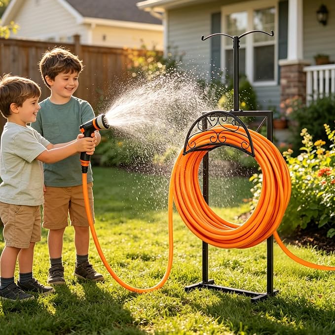 Hose Holder with Double-Ear Hooks and Free Gardening Gloves, Garden Hose Holder - Image 7
