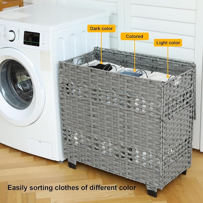 OIAHOMY Laundry Hamper with Lid, 140L Clothes Hamper with 3 Removable Liner Bags - Image 5
