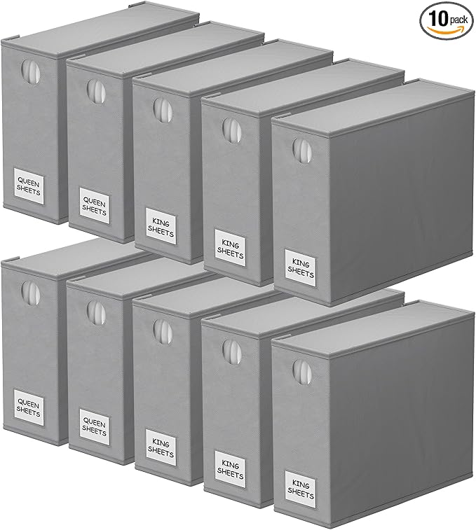 SpaceAid 10 Pack Bed Sheet Organizers and Storage, Foldable Sheet Organizer by SpaceAid
