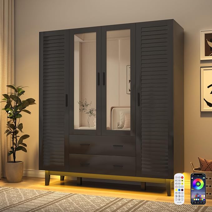 jiteentarou 4 Door Armoire Wardrobe Closet Cabinet - Image 7
