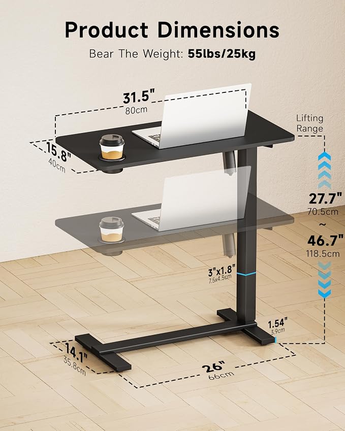 BIZUM Small Electric Standing Desk Bedside Table - Image 3