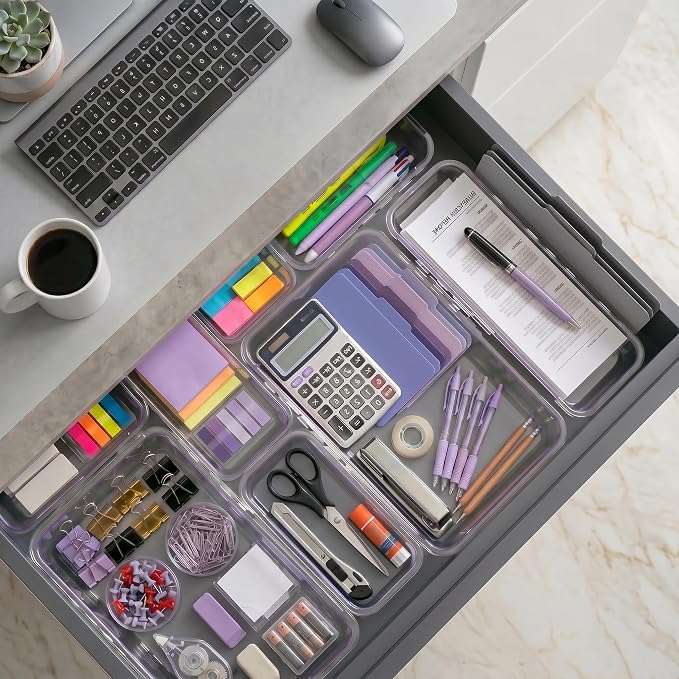 16 Pcs Extendable Clear Drawer Organizer, 2-Size Expandable Drawer Dividers - Image 4