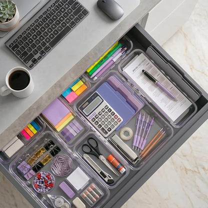 16 Pcs Extendable Clear Drawer Organizer, 2-Size Expandable Drawer Dividers - Image 4