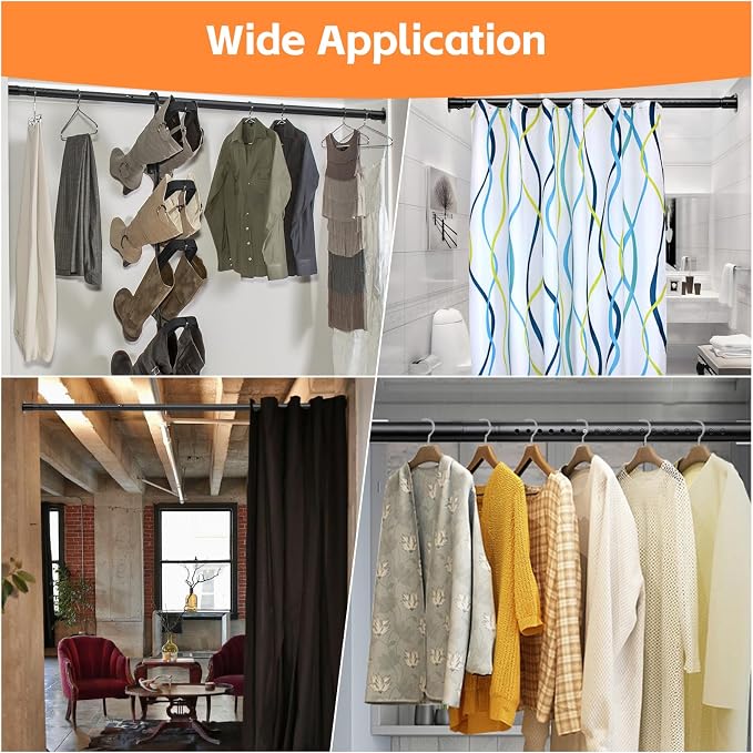 Closet Rods for Hanging Clothes, Heavy Duty Closet Rod 17-41 Inch Adjustable - Image 6