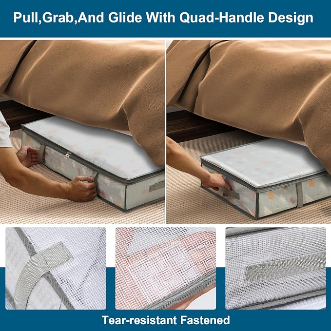 2 Pack Under Bed Storage Containers Bins, Humid-Proof Plastic Underbed Storage - Image 4