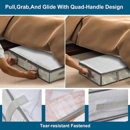 2 Pack Under Bed Storage Containers Bins, Humid-Proof Plastic Underbed Storage - Image 4