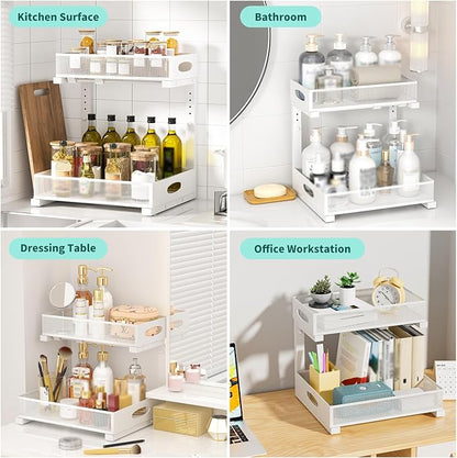Under Sink Organizer, Extra-Wide Upgrade, 2 Pack 2 Tier Metal Slide Out Cabinet - Image 5