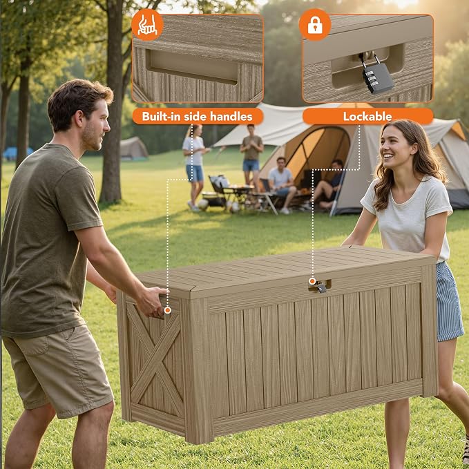 130 Gallon Deck Box Outdoor Indoor Waterproof Storage Box - Image 2