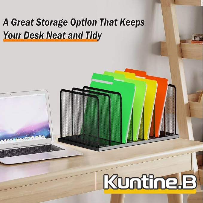 Kuntine.B Desk File Organizer 7 Upright Mesh Desktop Organizer File Sorter - Image 5