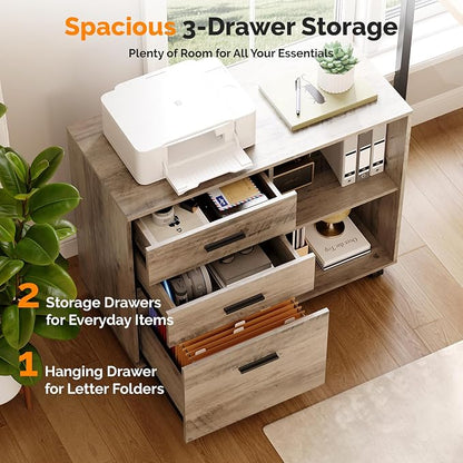 VINGLI 3 Drawer Wood Lateral File Cabinet - Image 4