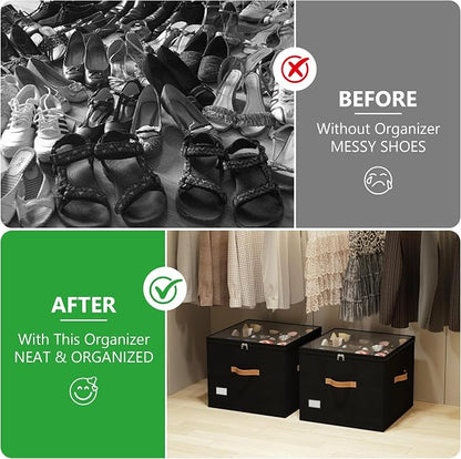 Vincona Shoe Organizer for Closet, 2 Pack Shoe Storage Bins Foldable Shoe - Image 4