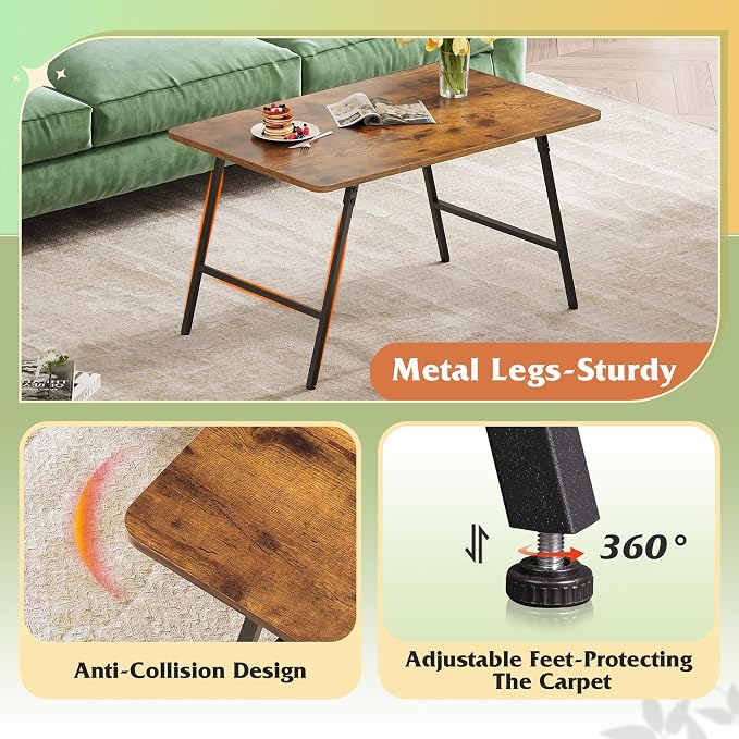 WLIVE Folding Coffee Table, Modern Portable Small Coffee Table - Image 7