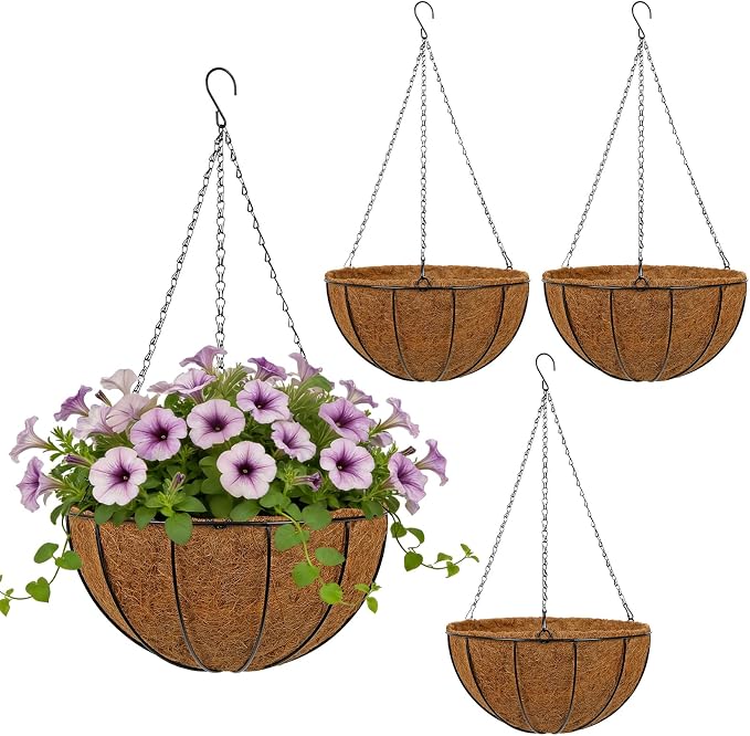 14 Inch Metal Hanging Basket by NatureCrafted