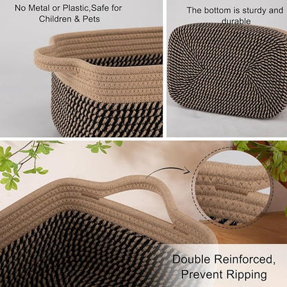 OIAHOMY 3 Pack Storage Baskets for Organizing, Woven Cotton Rope Basket for - Image 4