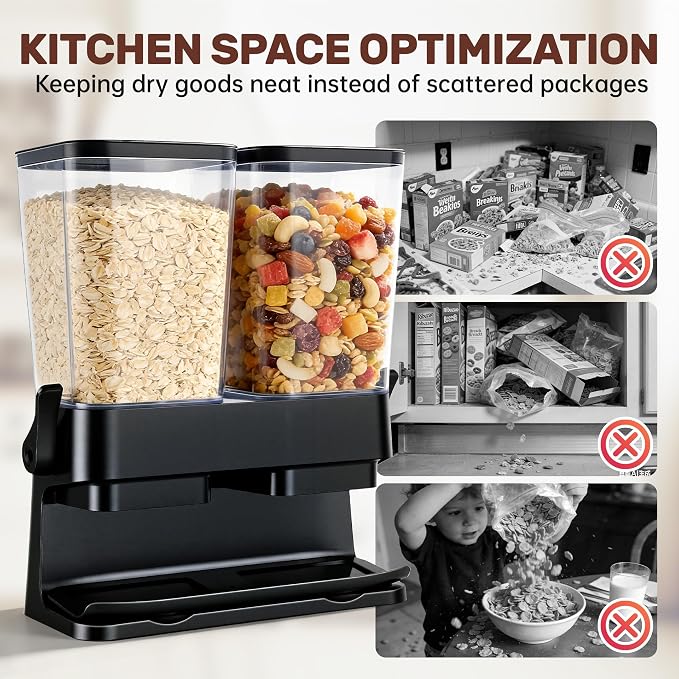 Cereal Dispenser Countertop 2 Pack, Double 3L Airtight Cereal Storage Container - Image 6