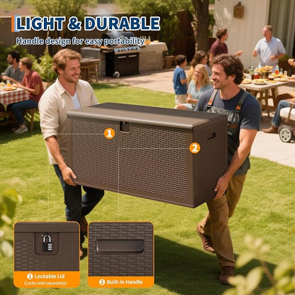 IDEALHOUSE 150 Gallon Resin Deck Box, Waterproof Outdoor Storage Box - Image 5