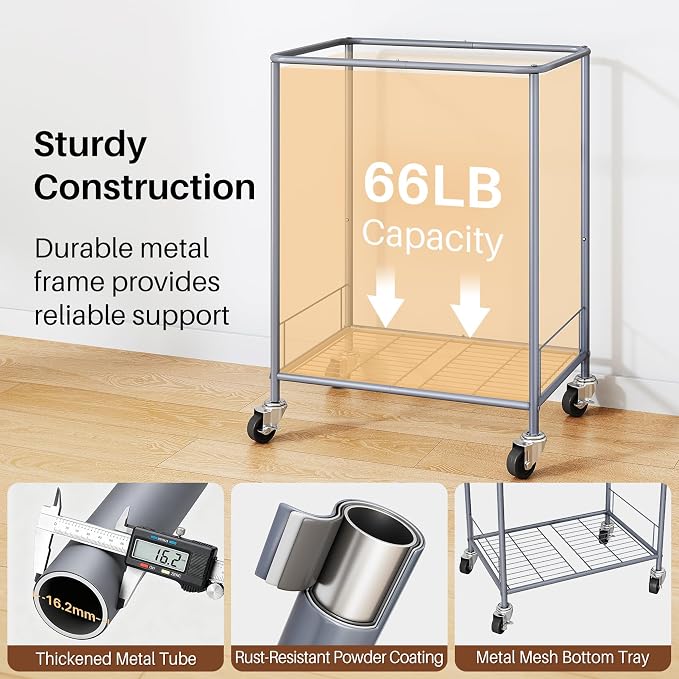 170L Large Laundry Basket with Wheels, Rolling Laundry Hamper Easy Access - Image 5