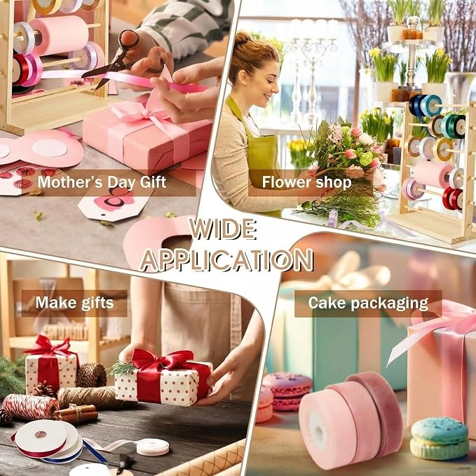 6 Tier Wooden Ribbon Organizer Ribbon Holder - Image 4