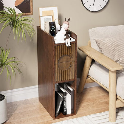 Slim Bedside Table Set of 2, Narrow Nightstand - Image 6