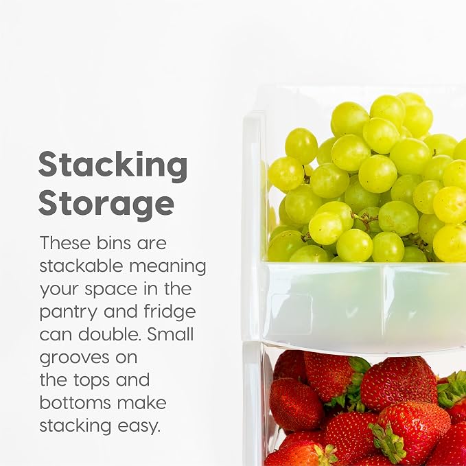 IRIS USA Clear Plastic Stackable Storage Bins, Large- 4 Pack, Open Front Fridge - Image 7