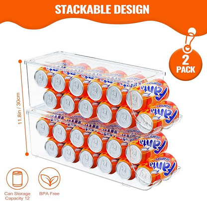 2 Pack Soda Can Organizer for Refrigerator, Stackable Canned Food Pop Cans - Image 2
