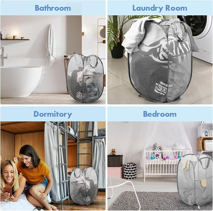 DUCOO Pop Up Laundry Hamper, 70L Collapsible Mesh Laundry Basket - Image 7