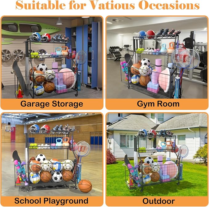 Sports Equipment Organizer, Garage Ball Storage Racks - Image 7