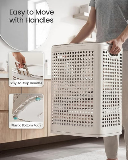 SONGMICS Laundry Hamper with Lid, Plastic Laundry Basket, 19.8 Gallons - Image 5