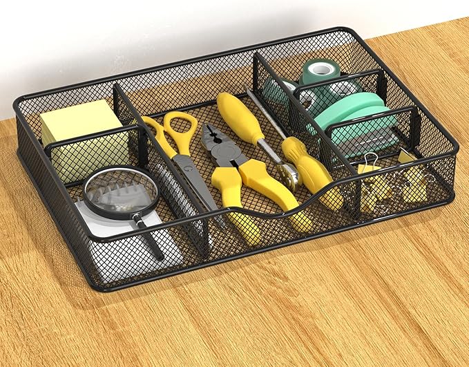 Desk Drawer Organizer Tray, Metal Mesh Drawer Organizers Office, 6 Adjustable - Image 5